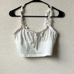 SHEIN White Ruffled Crop Top